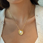 Gold-Tone Floral Stainless Steel Pendant Necklace Collection styled product view