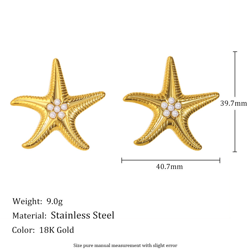 40.7 mm pearl starfish stud earring dimensions and weight details
