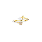 Gold Plated Brass Cross and Heart Zirconia Open Ring — open band and heart setting