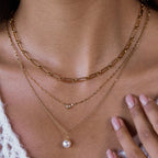 Gold-Tone Clear Accent Stainless Steel Pendant Necklace Collection styled product view