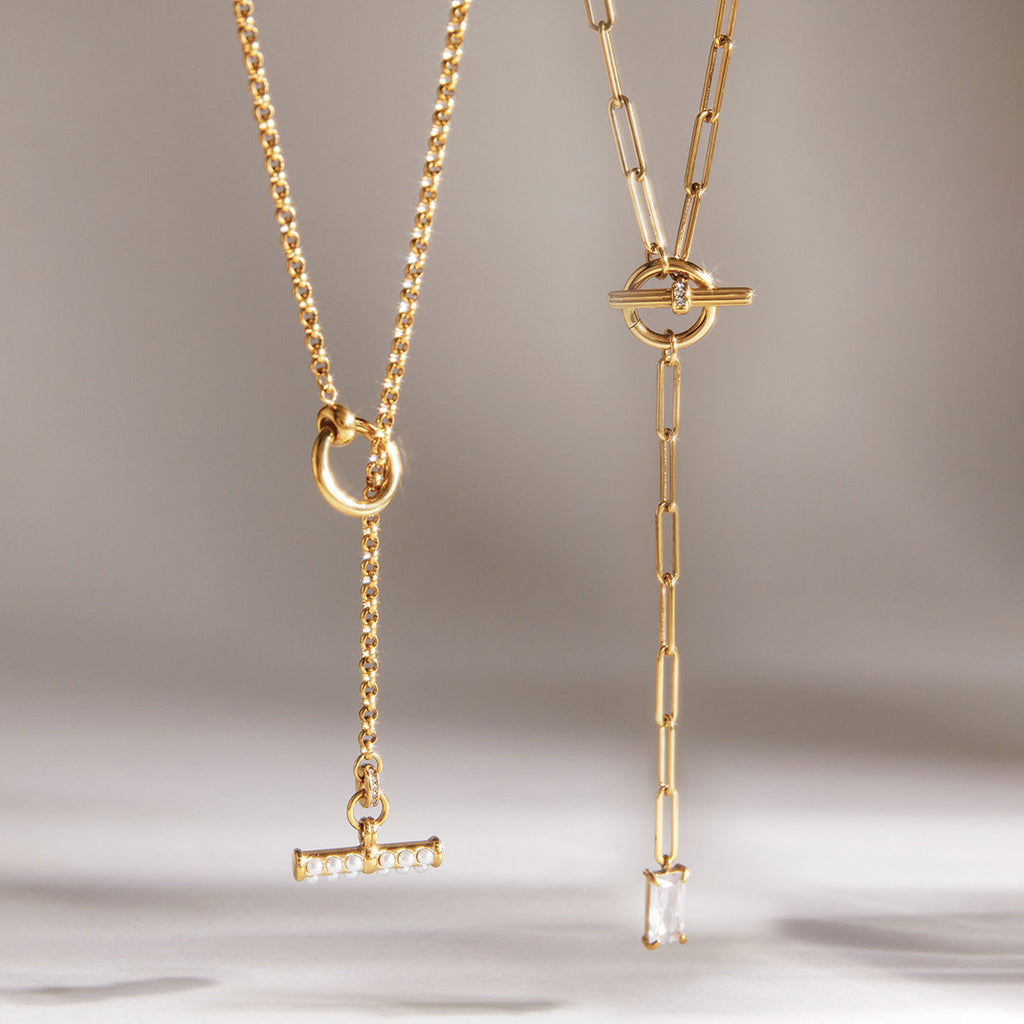 T-bar and rectangular stone drop details