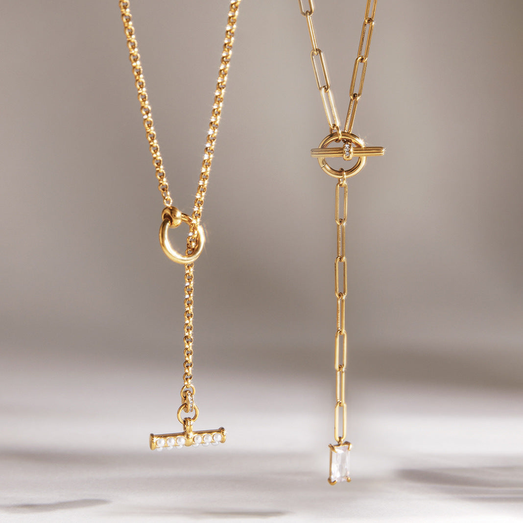 T-bar and rectangular stone drop details