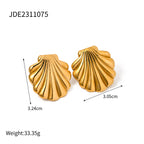 Gold-Tone Stainless Steel Shell and Spiral Stud Earring Collection — additional style
