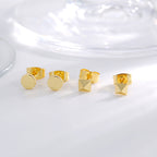 gold plated round disc and pyramid stud earring set