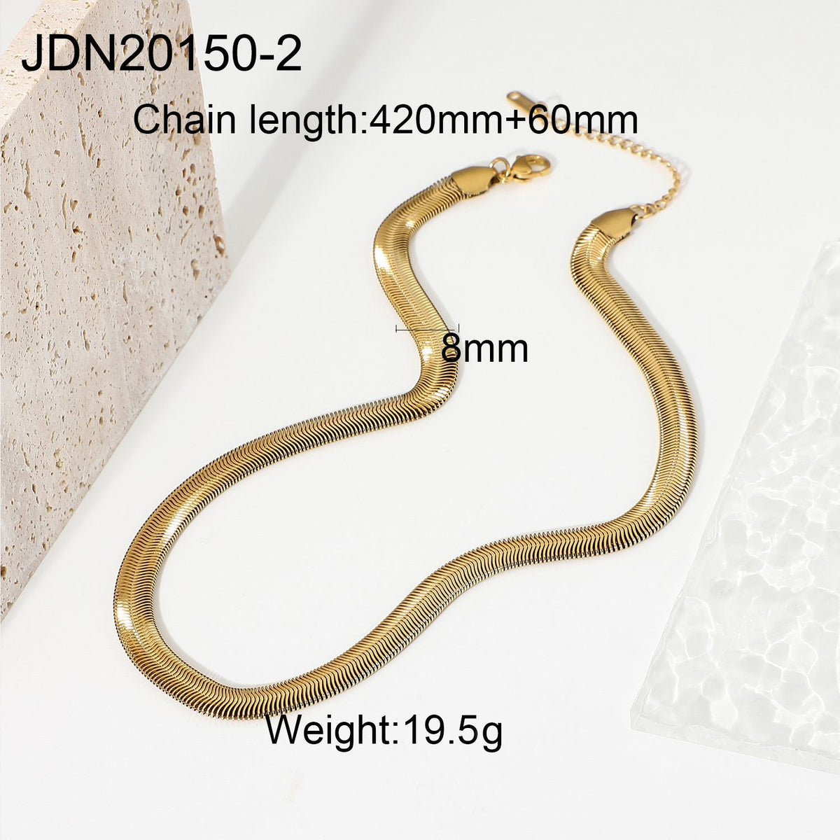 Gold-Tone Pearl-Look Stainless Steel Necklace Collection construction detail