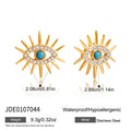 Blue Cabochon Evil Eye Stainless Steel Earrings and Ring — close-up of the ring setting