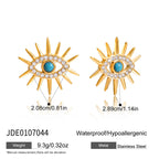 Blue Cabochon Evil Eye Stainless Steel Earrings and Ring — close-up of the ring setting