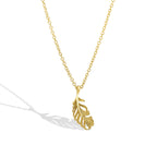 full fine cable chain with gold plated openwork feather pendant