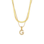Imitation pearl letter G pendant on layered stainless steel chains