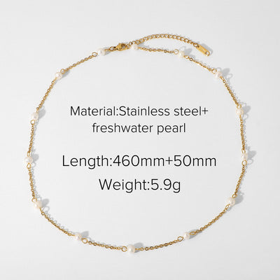 Gold-Tone Pearl-Look Stainless Steel Necklace Collection variant reference