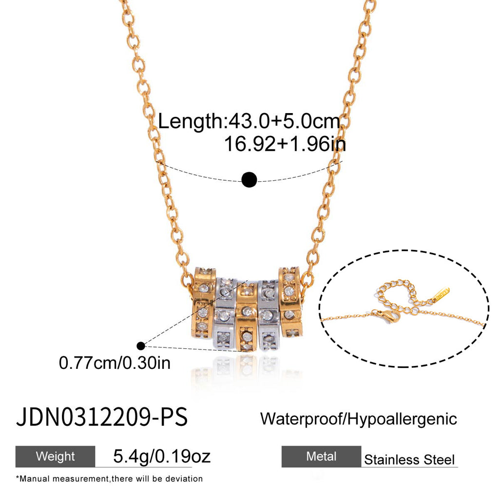 Multicolor cube necklace length and extender details