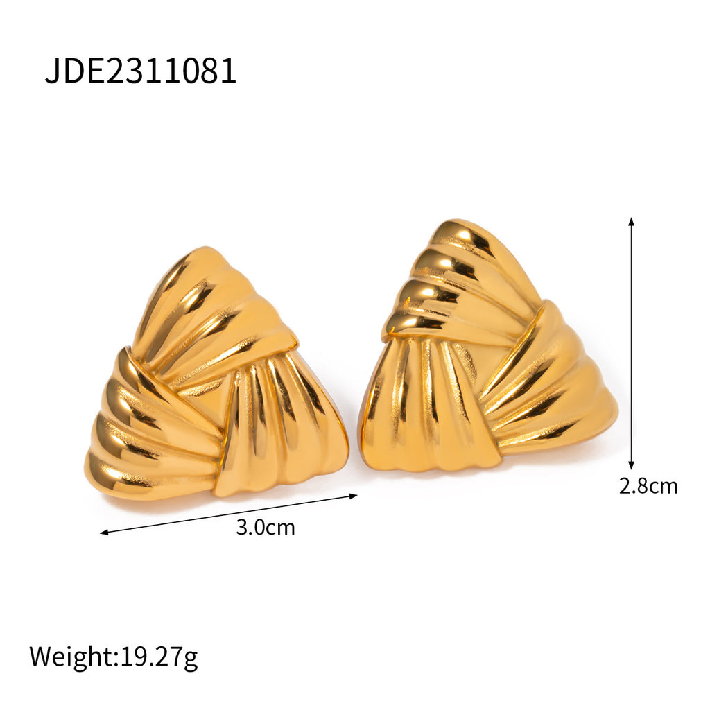 Two-Tone Textured Triangle Stainless Steel Stud Earrings variant reference