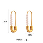 Imitation pearl pin earring specification image showing 2.8 by 1 cm