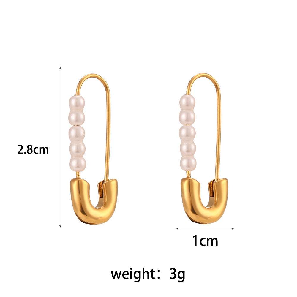 Imitation pearl pin earring specification image showing 2.8 by 1 cm