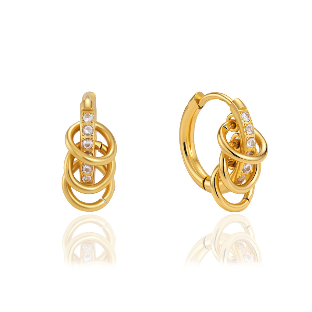 Front and side views of overlapping rings and stone row