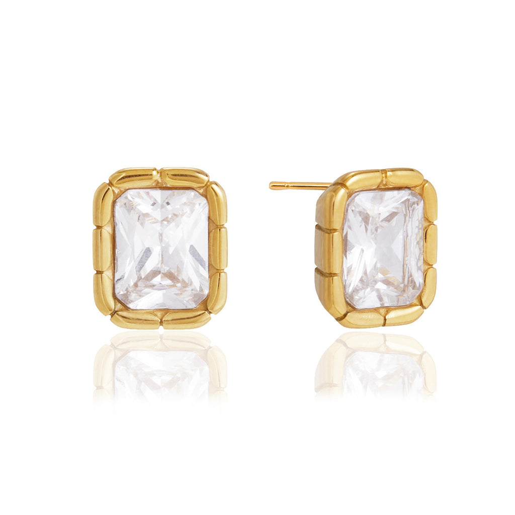 Front and angled views of rectangular stone settings