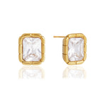 Front and angled views of rectangular stone settings
