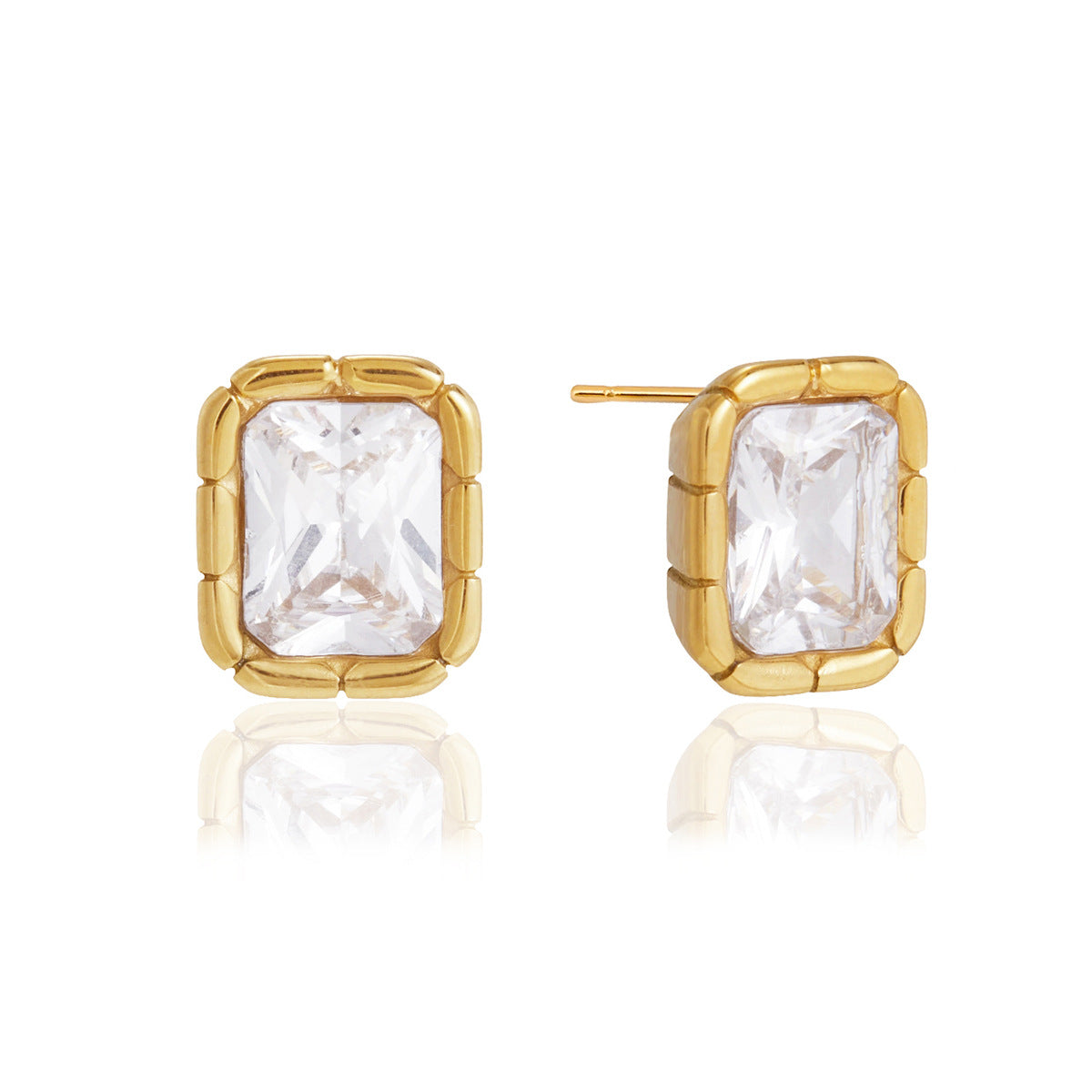 Front and angled views of rectangular stone settings