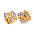 Two-Tone Sculptural Stainless Steel Stud Earrings — wholesale view 4