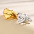 gold plated and silver stainless steel mama heart signet rings