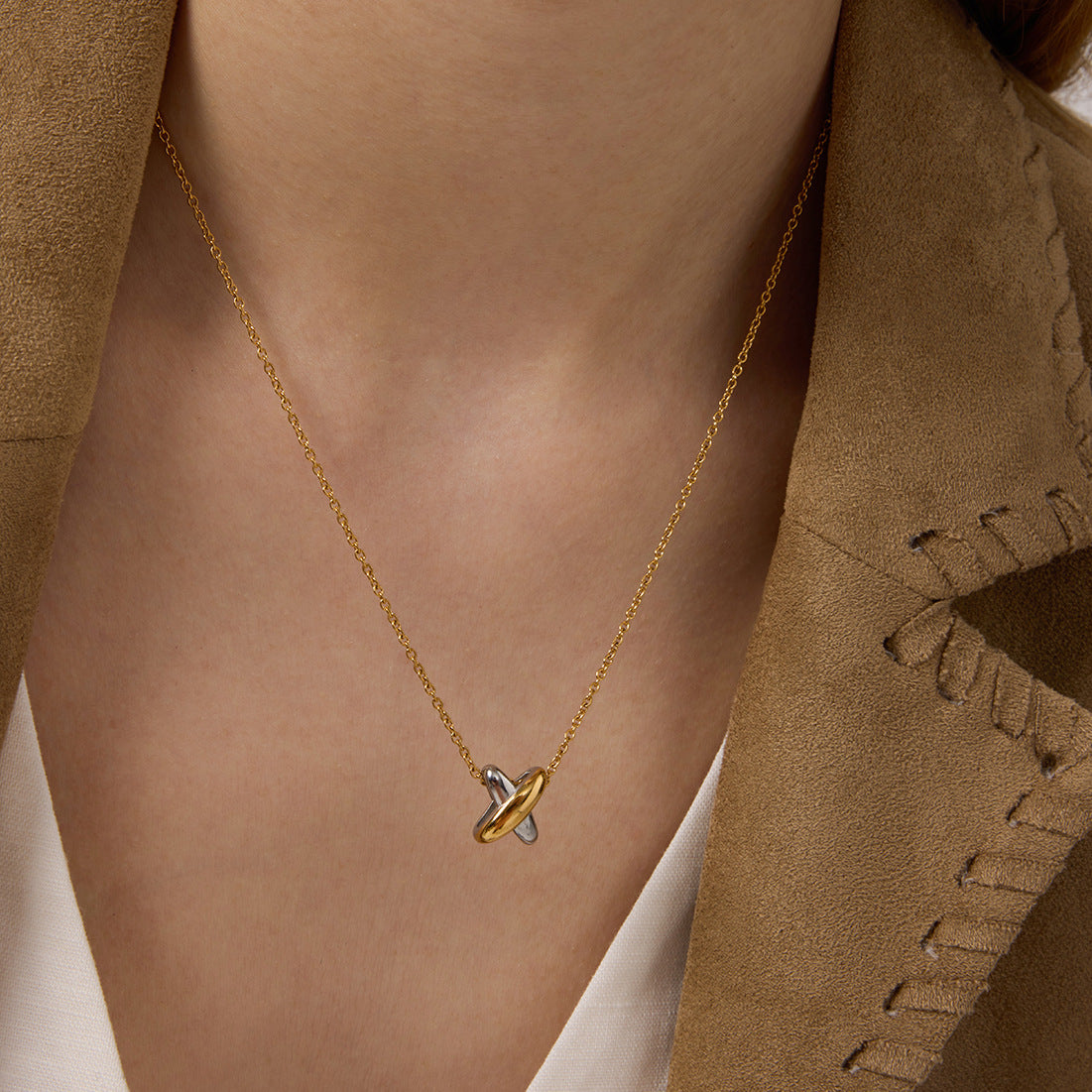 Gold-Tone Stainless Steel Pendant Necklace Collection styled product view