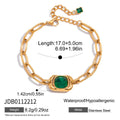 Elongated-link bracelet with a green centerpiece
