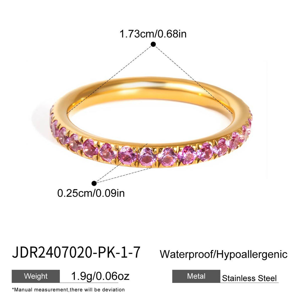 Pink stone gold-tone stacking ring