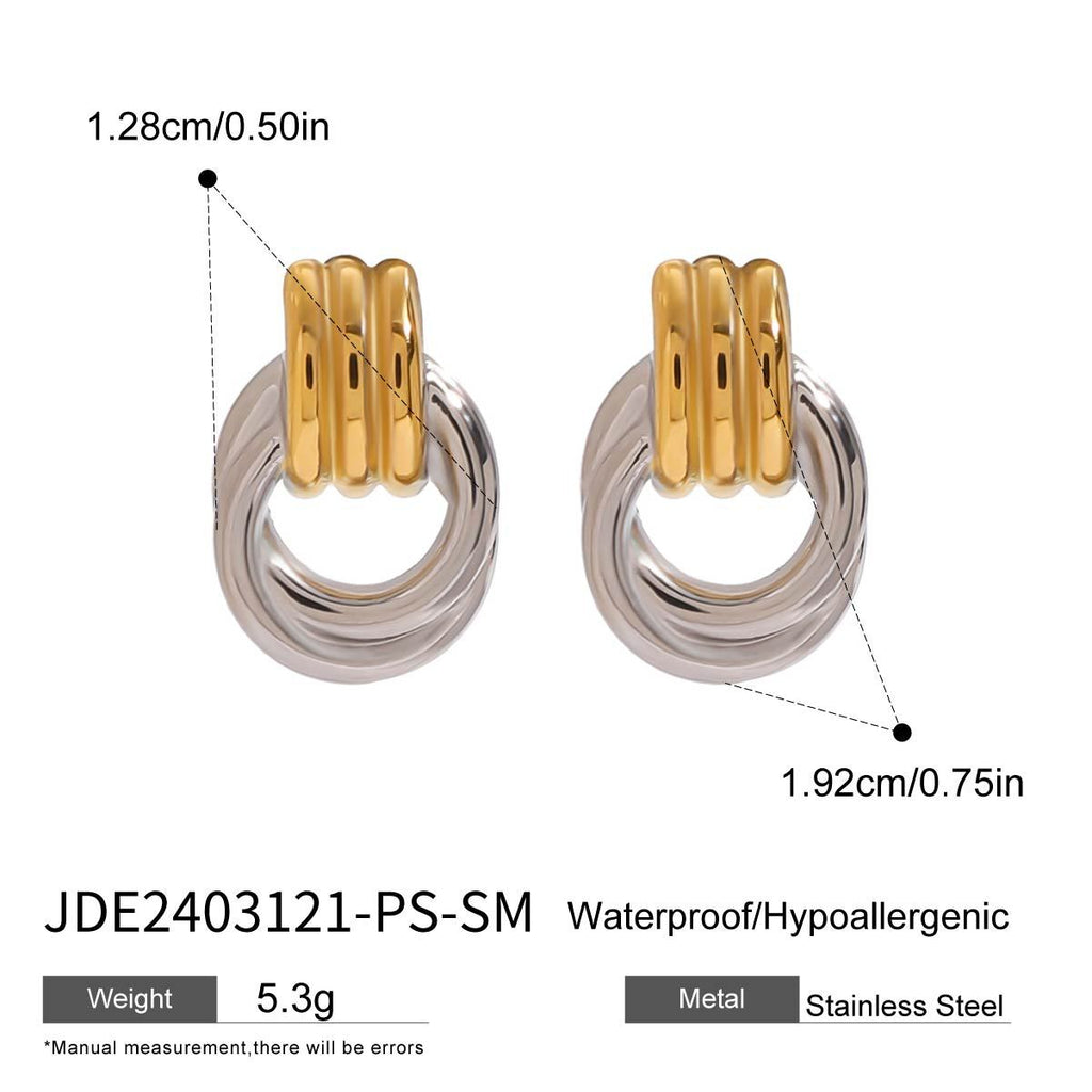 Stainless Steel Interlocking Loop Stud Earrings in Two Finishes variant reference