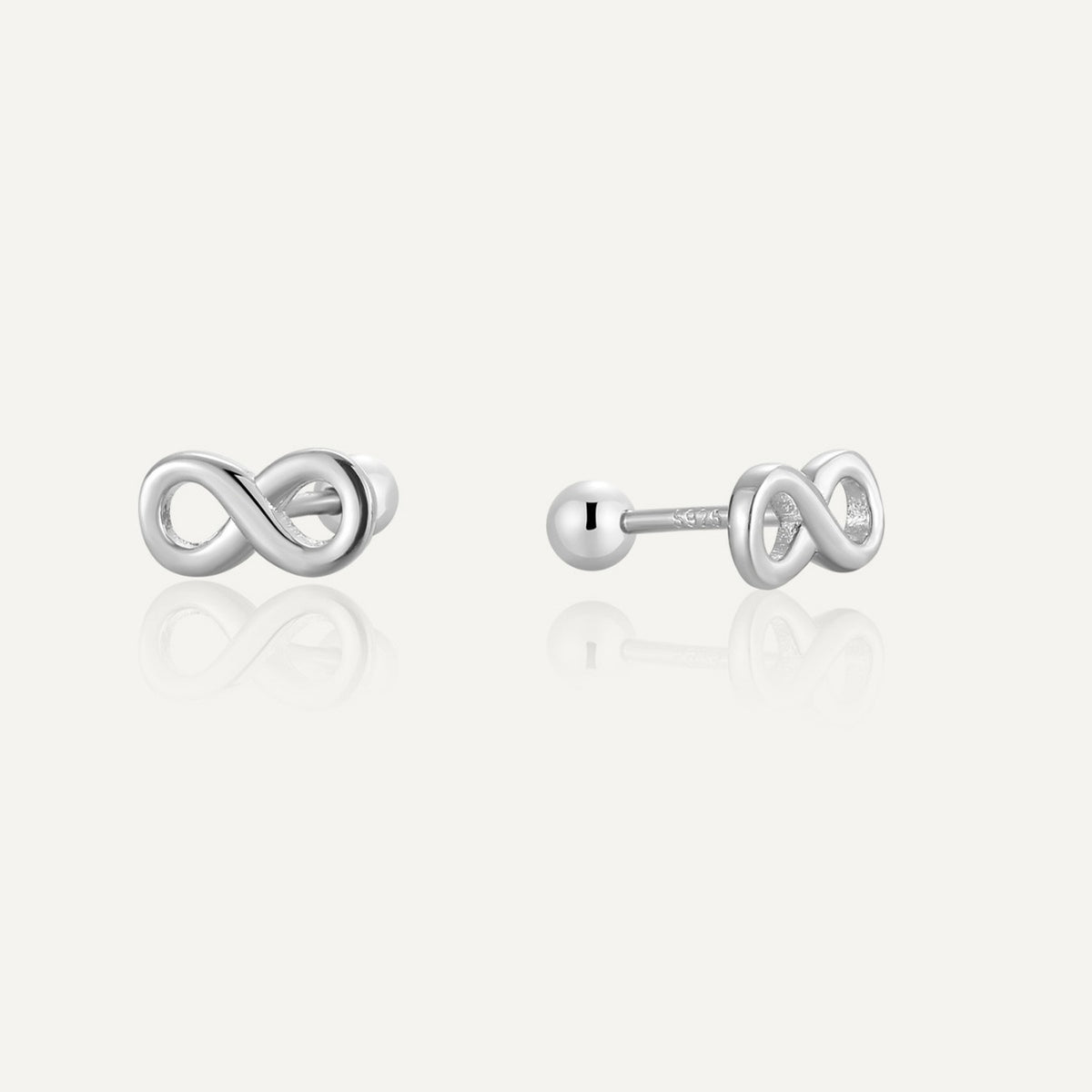 925 sterling silver infinity flat-back stud earrings with ball backs