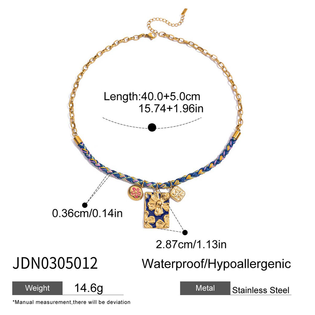 Gold-Tone Multicolor Bead Heart Stainless Steel Necklace Collection size and proportion reference