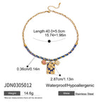 Gold-Tone Multicolor Bead Heart Stainless Steel Necklace Collection size and proportion reference