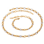 Two-tone paperclip chain necklace with repeating clear stone links