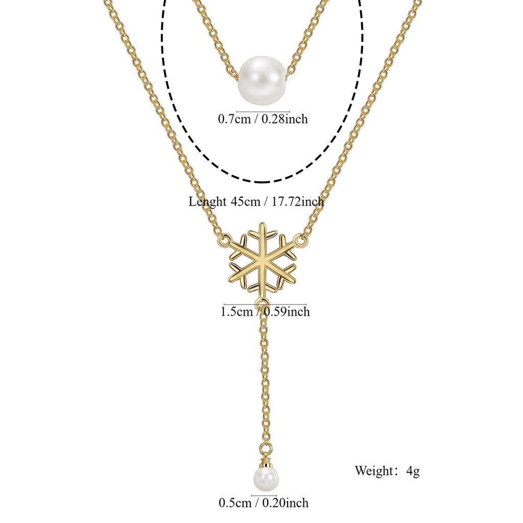 layered snowflake necklace dimensions with supplier-listed 45 cm chain