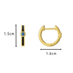 black resin zirconia hoop earrings with 1.6 cm dimensions