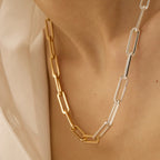 Mixed-Finish Stainless Steel Chain Necklace Collection — wholesale view 3
