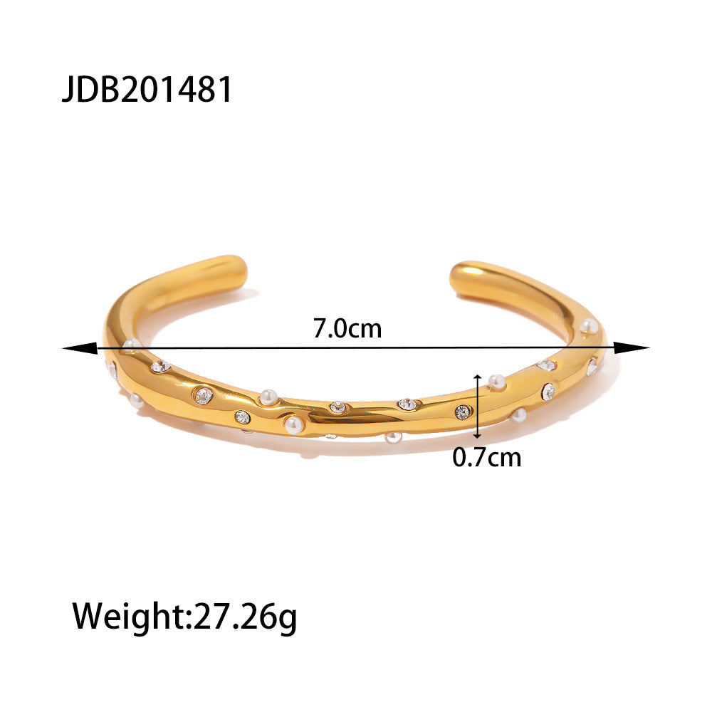 Open cuff bracelet with scattered clear accents