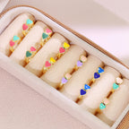 Gold plated 925 sterling silver colorful double heart hoop earrings
