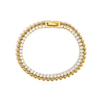 Connected bead and clear stone rows with rectangular clasp