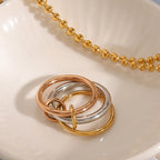 Mixed-Finish Interlocking Stainless Steel Stackable Ring styled product view