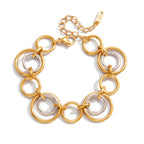 Two-Tone Circular Link Stainless Steel Bracelet finish and shape detail