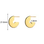 21.6 mm gold plated geometric C-hoops with green stone edges