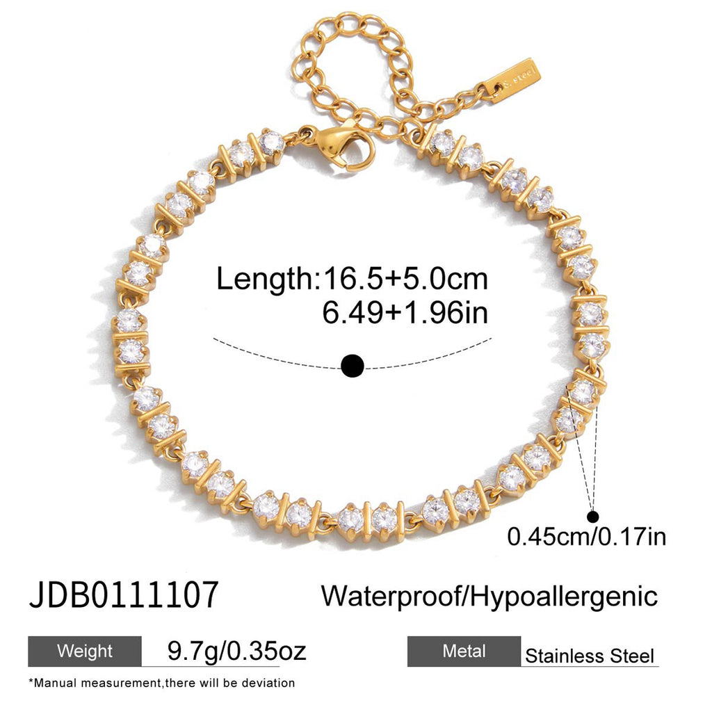 Clear stone line bracelet with lobster clasp and extension chain