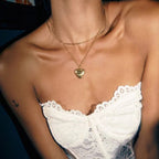 Gold-Tone Stainless Steel Heart Locket Necklace Collection — front view