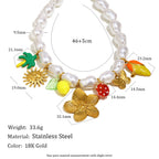 Gold plated stainless steel charm necklace specification image