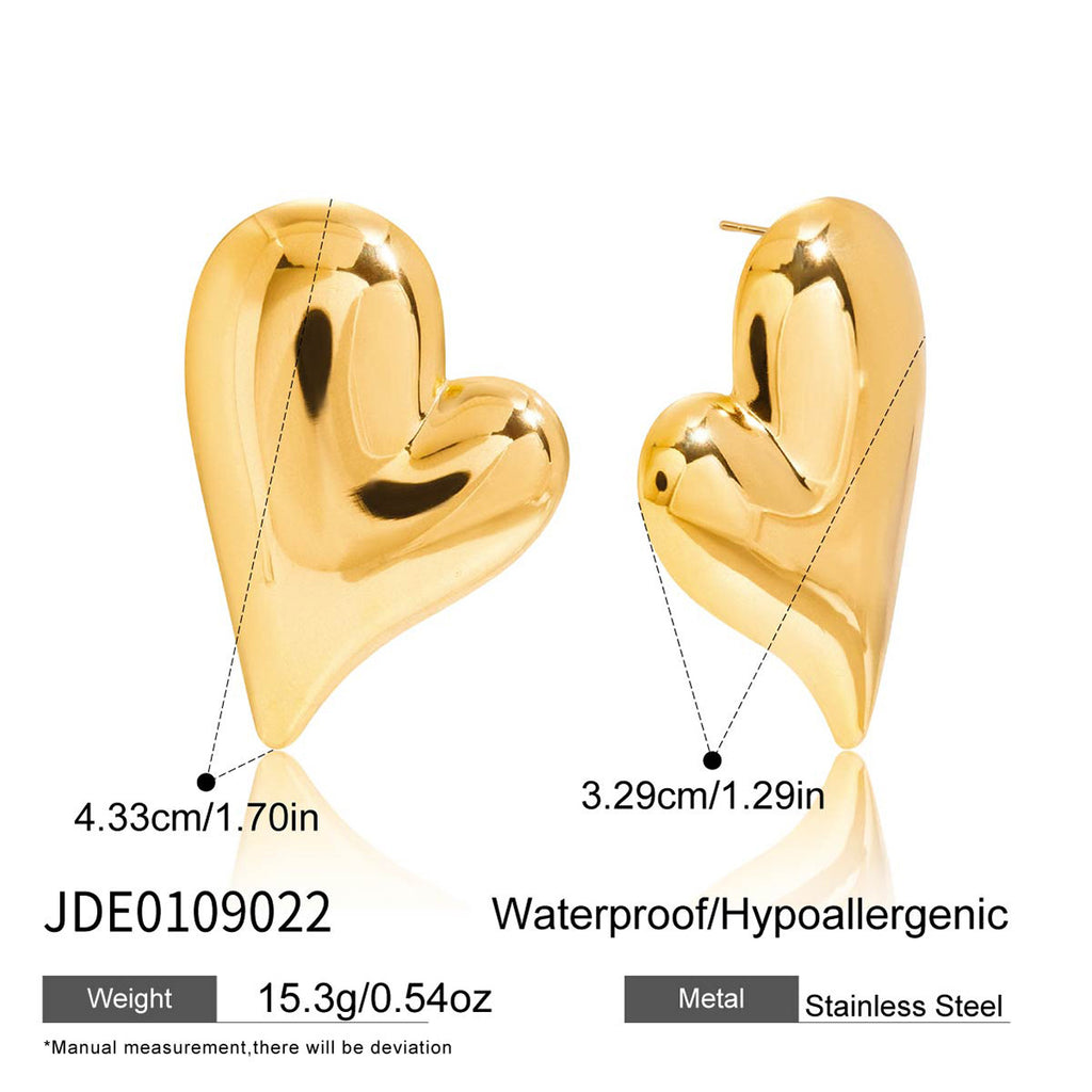 Gold-Tone Heart Stainless Steel Earrings and Necklace Collection variant reference