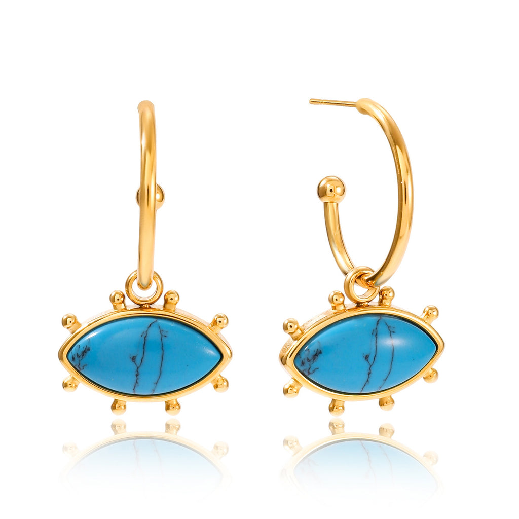 Gold-Tone Turquoise-Color Evil Eye Stainless Steel Jewelry Collection finish and shape detail