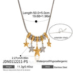 Two-tone five-star charm cluster necklace