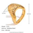 gold plated hammered signet ring with dimensions and listed weight