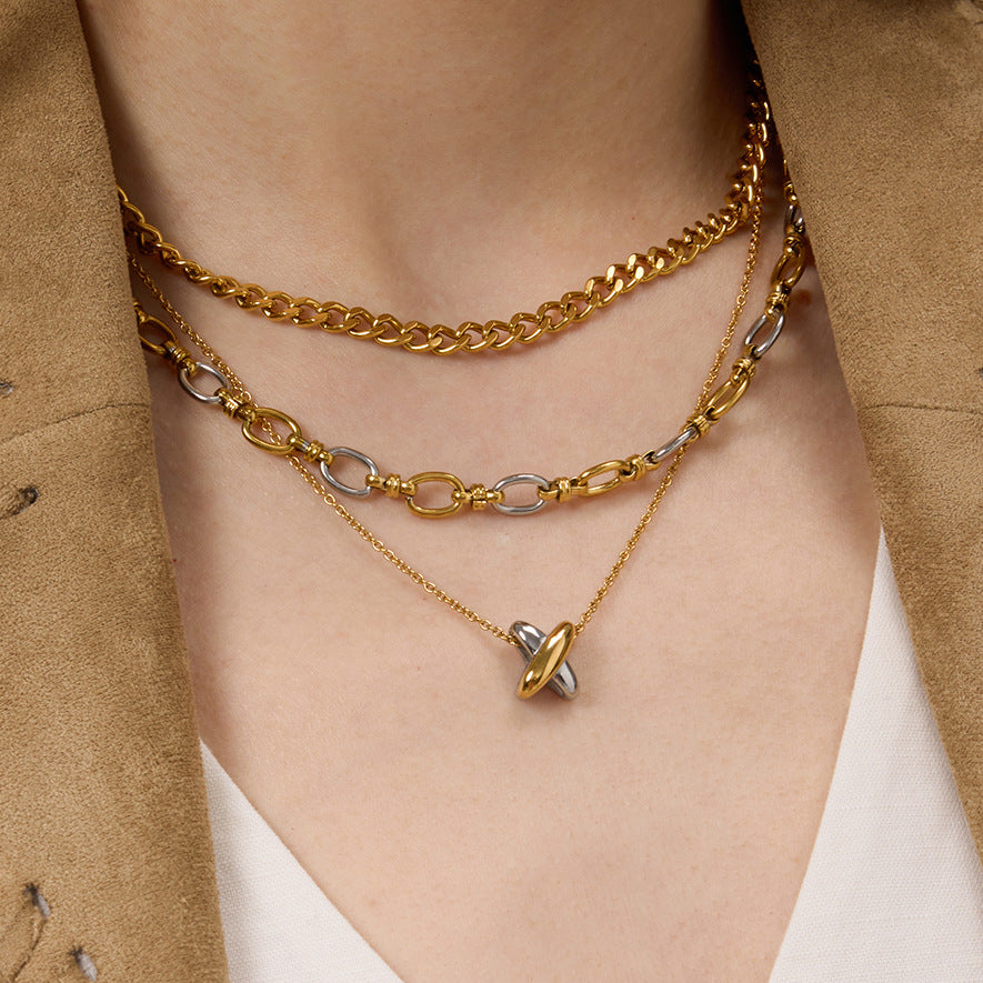 Gold-Tone Stainless Steel Pendant Necklace Collection shown on model