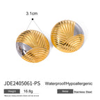 Ribbed Dome Stainless Steel Stud Earrings in Three Finishes – product view 6